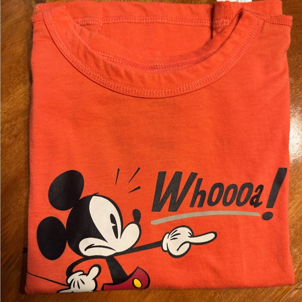 Disney Coral Long Sleeve Mickey Graphic Tee